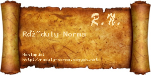 Ráduly Norma névjegykártya
